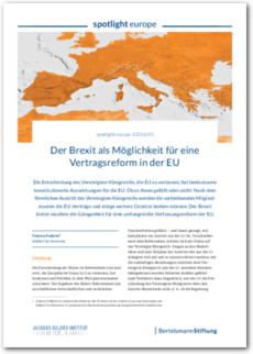 Cover spotlight europe 01/2016: Der Brexit als Möglichkeit für eine Vertragsreform in der EU
