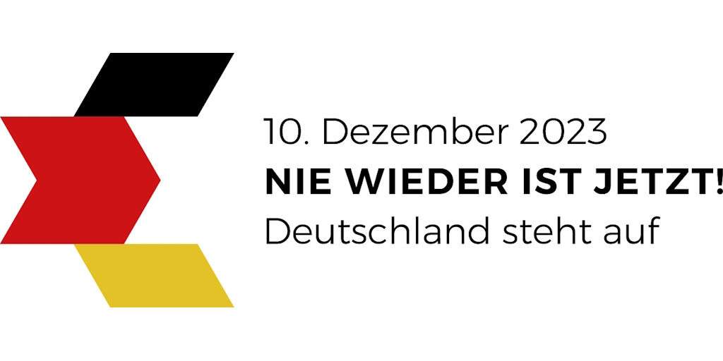Das Logo zur Solidaritätsveranstaltugn "Nie wieder ist jetzt! Deutschland steht auf"