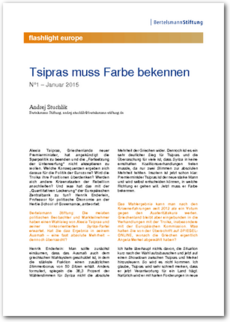 Cover flashlight europe 01/2015: Tsipras muss Farbe bekennen