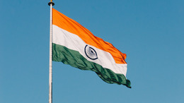 The Indian flag waving in the wind