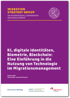Cover KI, digitale Identitäten, Biometrie, Blockchain: Eine Einführung in die Nutzung von Technologie im Migrationsmanagement