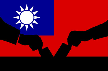 Taiwan flag and election vote silhouette combination