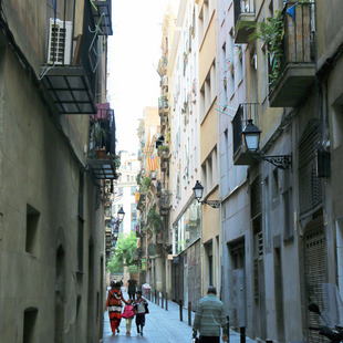 A street in the district Raval in the old town of Barcelona