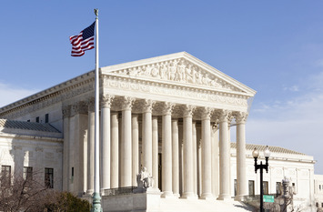Facade of US Supreme court in Washington DC, USA on a sunny day