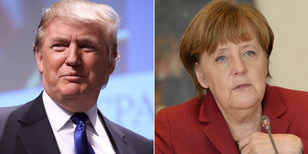 U.S. President Donald Trump and German Chancellor Angela Merkel