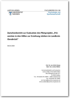 Cover SIB Zwischenbericht Evaluation Pilotprojekt Prävention in den HzE stärken im LKOS