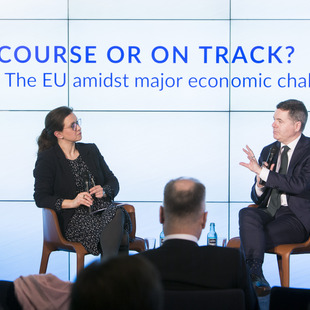 Paschal Donohoe and Katharina Gnath, Event "Off course or on track? The EU amidst major economic challenges - Discussion on 16.03.2023 with Paschal Donohoe, Paschal Donohoe, Irish Minister and President of the Eurogroup