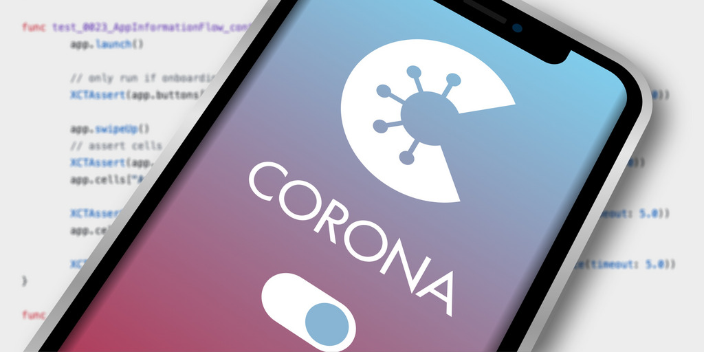 Handy mit Corona Warn App zu sehen