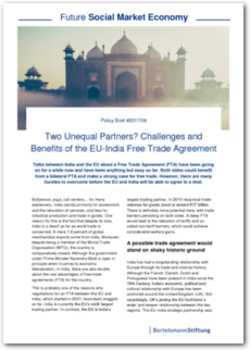 Cover Policy Brief #2017/06: Two Unequal Partners? Challenges and Benefits of the EU-India Free Trade Agreement