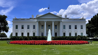 The White House on June 20, 2024. The photo was taken from Lafayette Square looking toward the north facade of the White House, with the North Lawn and North Lawn fountain visible.